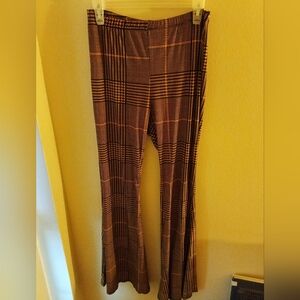 Forever 21 Brown Plaid Flare Pants